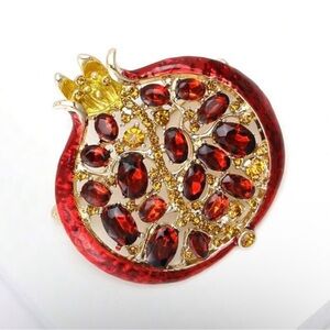 Anthropologie Red and Gold Pomegranate Brooch